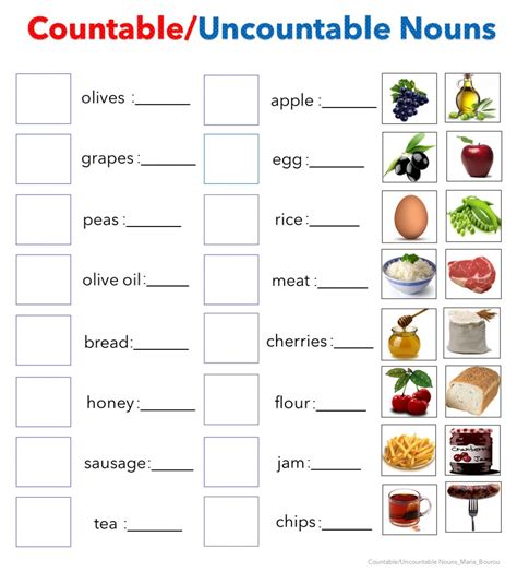 Countable And Uncountable Nouns Uncountable Nouns Nouns Worksheet Nouns