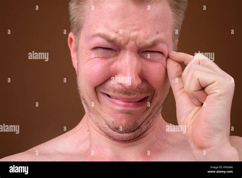 Face Of Young Man With Double Chin Crying Stock Photo Alamy
