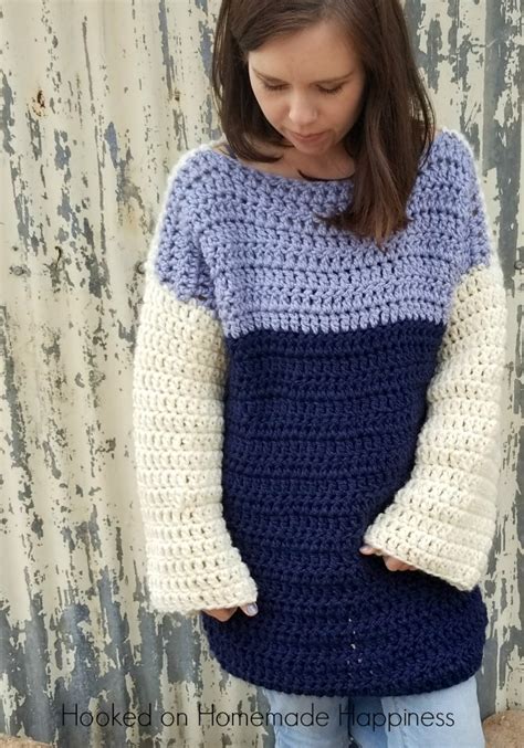 Oversized Color Block Crochet Sweater Pattern Hooked On Homemade