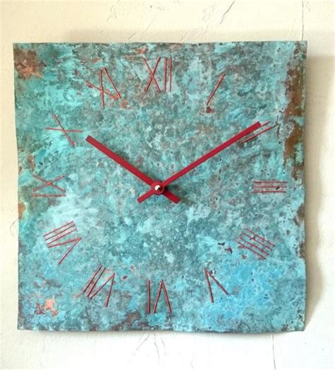 Wall Clock Made From Copper Then Patinated Acrylic Colors Natural