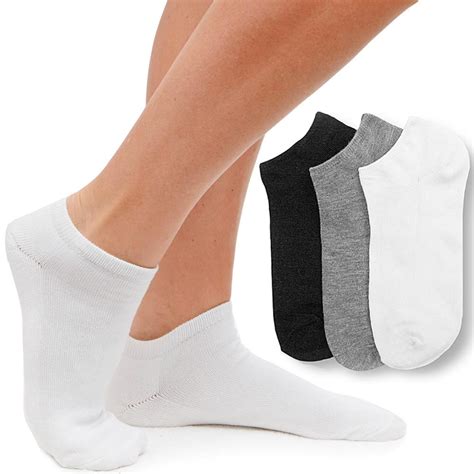 3 Pair Women Ankle Socks Low Cut Fit Crew Size 9 11 Sport Black White Grey