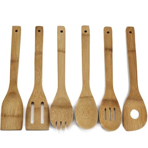 cooking wooden kitchen spoon spatula bamboo fork tools huji single slotted safe utensils dishwasher eco friendly hole accessories gadget