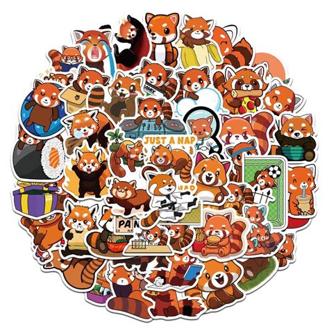Cute Animal Red Panda Stickers Lesser Panda Ailurus Fulgens Graffiti