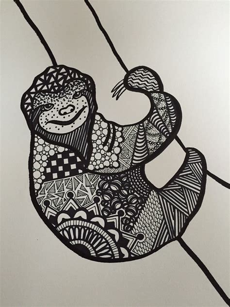 Zen Tangle Sloth Artist Abbey Spencer Art Zentangle Artist