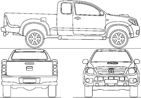 2006 Toyota Hilux Vi Crew Cab Pickup Truck Blueprints Free Outlines
