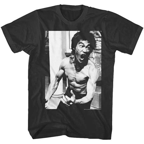 Bruce Lee Kung Fu In Action Photo T Shirt Menssocietees