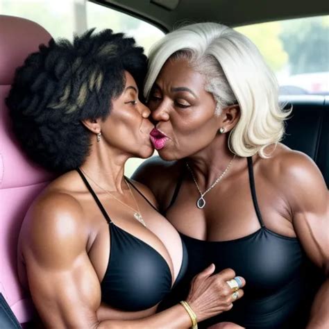 Ai Upscaler Gilf Huge Older Muscle Ebony Woman In Black