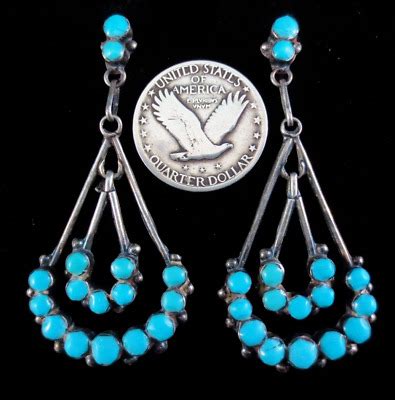 Vintage Zuni Earrings Sterling And Turquoise EBay