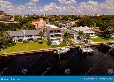 Aerial Photo Luxury Homes Tampa Fl On Davis Island Stock Image Image