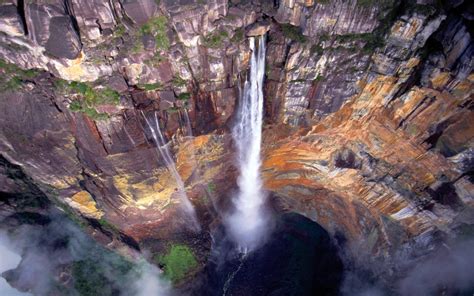 Angel Falls Venezuela Waterfall Mountain Cliff Nature Mist