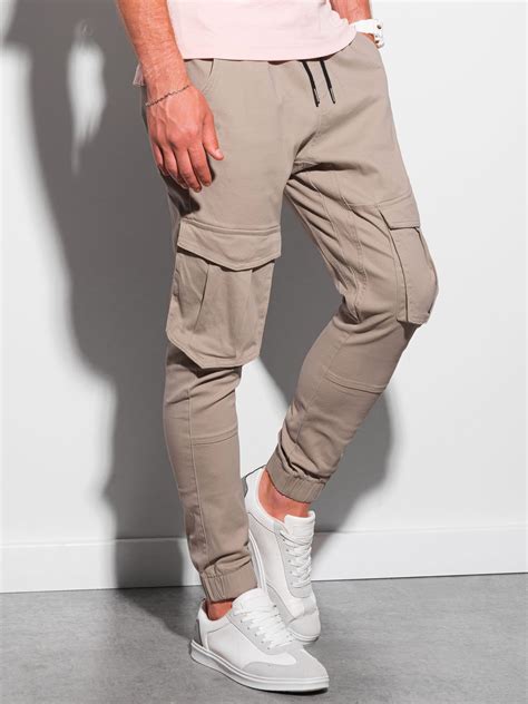 Mens Pants Joggers P886 Beige Modone Wholesale Clothing For Men
