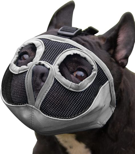 Short Snout Dog Muzzle Adjustable Bulldog Muzzle Breathable Mesh Biting
