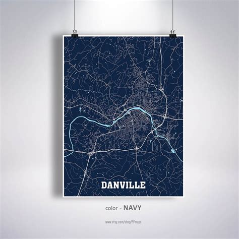 Danville Map Print Danville City Map Virginia Va Usa Map Etsy