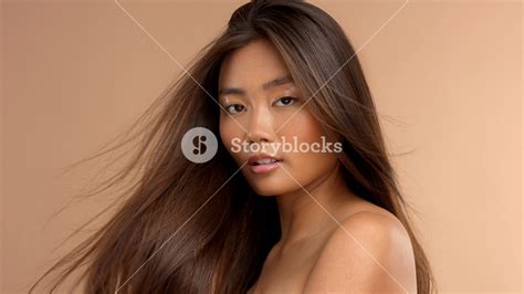 Asian Model With Soft Focus Moving Her Hair Royalty Free Stock Image