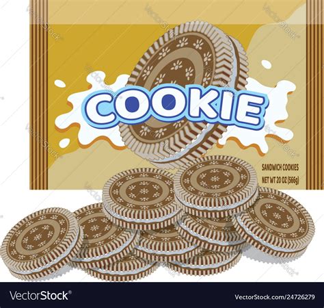 Golden Oreo Cookie Package Royalty Free Vector Image