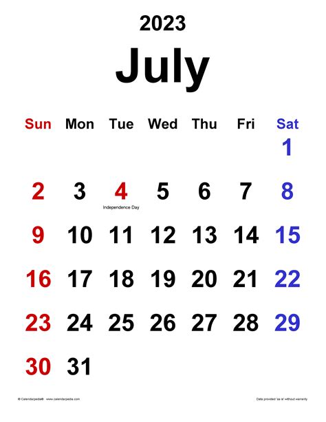 July 2023 Calendar Printable Free Printable Calendar