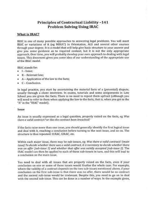 Problem Solving Using Irac Offer And Acceptance Argument