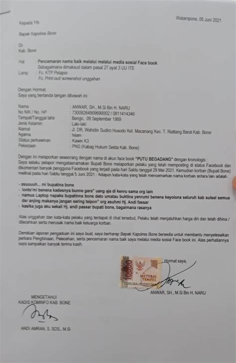 Detail Contoh Surat Pengaduan Pencemaran Nama Baik Koleksi Nomer