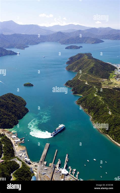 Picton Harbour Marlborough Sounds South Island New Zealand Aerial Stock