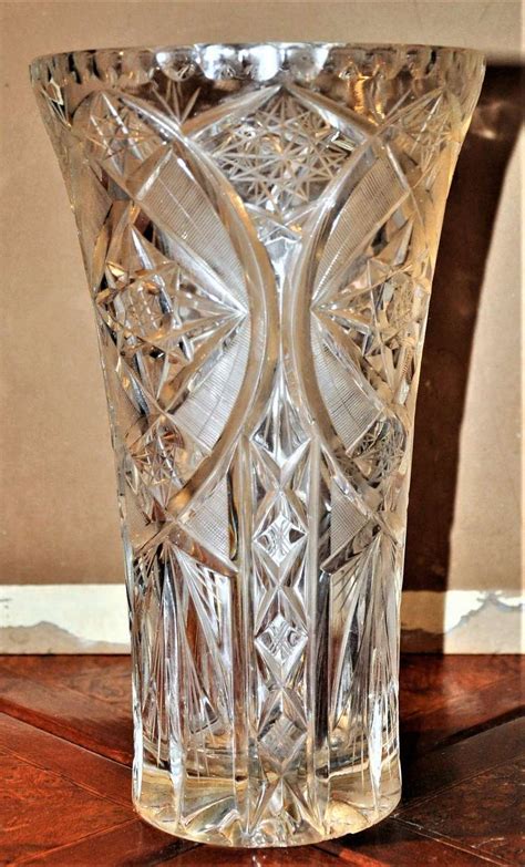 Vase Cristal Cut Crystal Vase American Brilliant Period Antique Glass