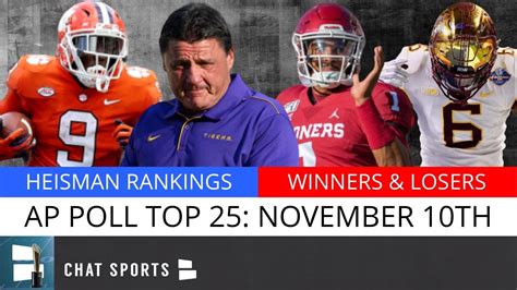 Ap Poll College Football Top 25 Rankings For Week 11 Heisman Trophy