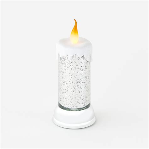 One Hundred 80 Degrees Swirling Glitter Candle Silver