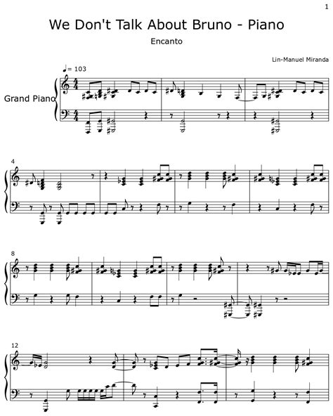 We Dont Talk About Bruno Piano Sheet Music For Piano