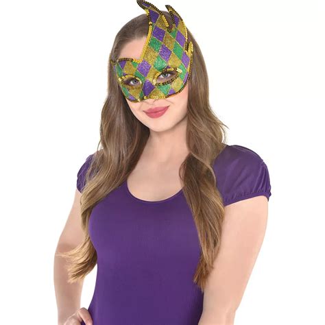 Glitter Harlequin Mardi Gras Party Masquerade Mask 6 12in X 8in