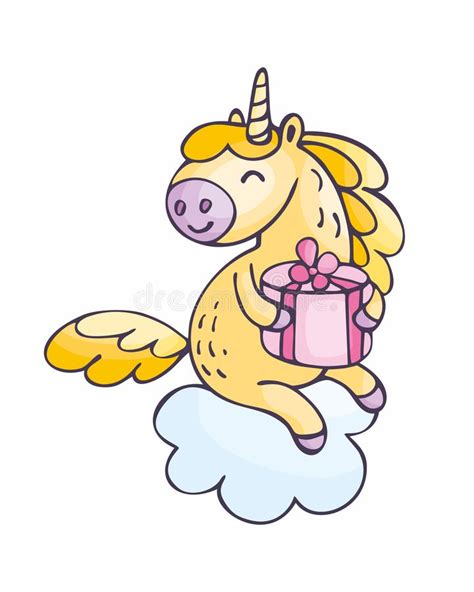 Cute Little Unicorn In Doodle Style Stock Vector Illustration Of