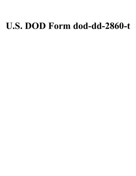 Us Dod Form Dod Dd 2860 T