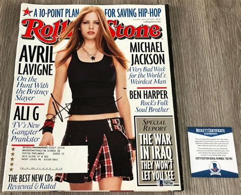 Avril Lavigne Signed Autograph Rolling Stone Magazine Wproof And Beckett Bas Coa Ebay