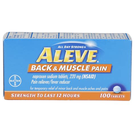 Aleve Back And Muscle Pain Tablet Pain Relieverfever Reducer 100 Ct