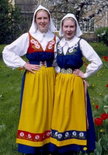 Women Wearing Traditional Swedish Costume Swedish Dress Swedish Clothing Traditional Outfits