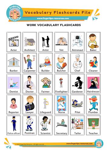 Work And Jobs Vocabulary Flashcards Teaching Resources