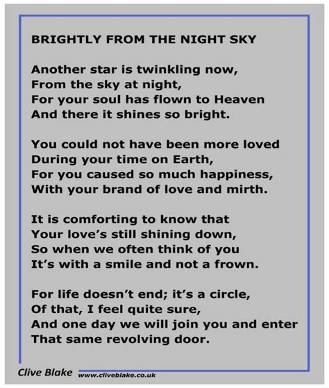 Brightly From The Night Sky Brightly From The Night Sky Poem By Clive