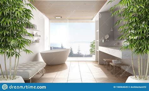 Zen Interior With Potted Bamboo Plant Natural Interior Design Concept