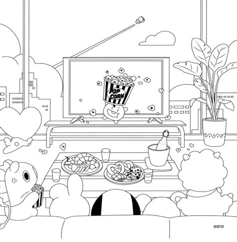 Bt Watching Tv Coloring Pages Coloring Cool