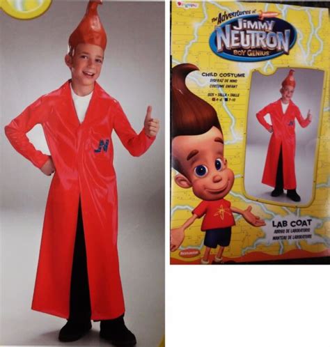 Jimmy Neutron Boy Genius~red Vinyl Lab Coat Child Costume Size 4 To 6