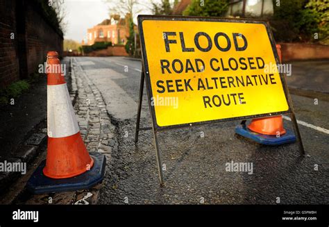 General Stock Flood Warning Signs Stock Photo Alamy