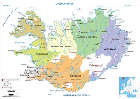 Iceland Map Political Worldometer