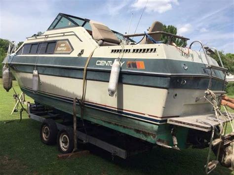 Double berth in open cabin with toilet and kitchenette. 1982 Century 7000 Express Cabin Cruiser 28 ft Water Ready ...