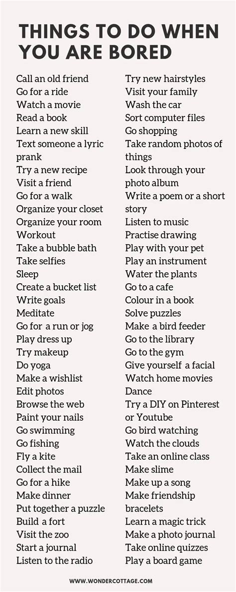 70 Things To Do When You Are Bored The Wonder Cottage
