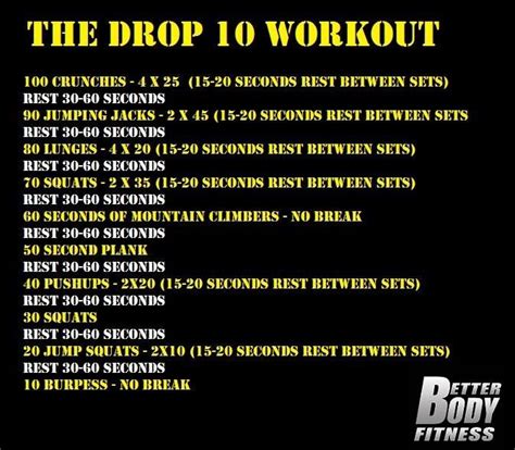 The 25 Best Drop 10 Workout Ideas On Pinterest Easy Daily Workouts