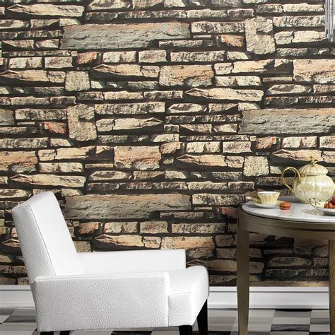 Free Download Vintage Faux Stone Wallpaper Grey 3d Brick For Removable