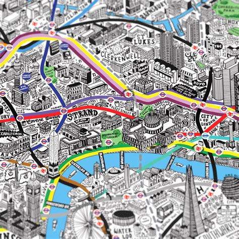 Hand Drawn Map Of London Jenni Sparks Framed A1 Size Hobbies And Toys