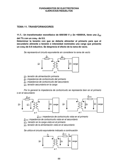 Ejercicios Resueltos Tema 11 Transformadores Ejercicios Resueltos