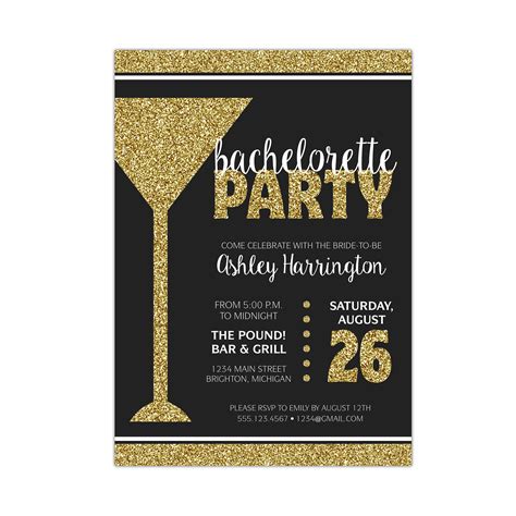 Bachelorette Party Invite Gold Glitter Bachelorette Party Etsy