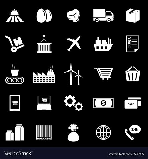 Supply Chain Icons On Black Background Royalty Free Vector