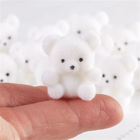 Miniature White Flocked Teddy Bears Christmas Miniatures Christmas