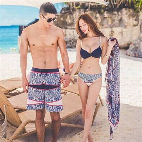 Buy Couple Swimwear Lovers Swimsuit Bikini Set Three